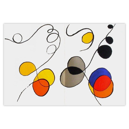 Lithographie d'Alexandre Calder DLM173 - Composition VI 1968 – lithos zeefdrukken, Paper