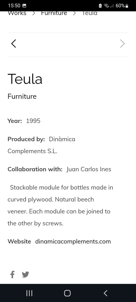 Image 1 of Portabottiglie Teula disegnato da Gonzalo Milá