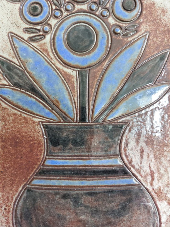 Image 1 of Marie-Henriette Bataille para Atelier Dour - Placa de pared de cerámica de mediados de siglo (Bélgica, década de 1960)