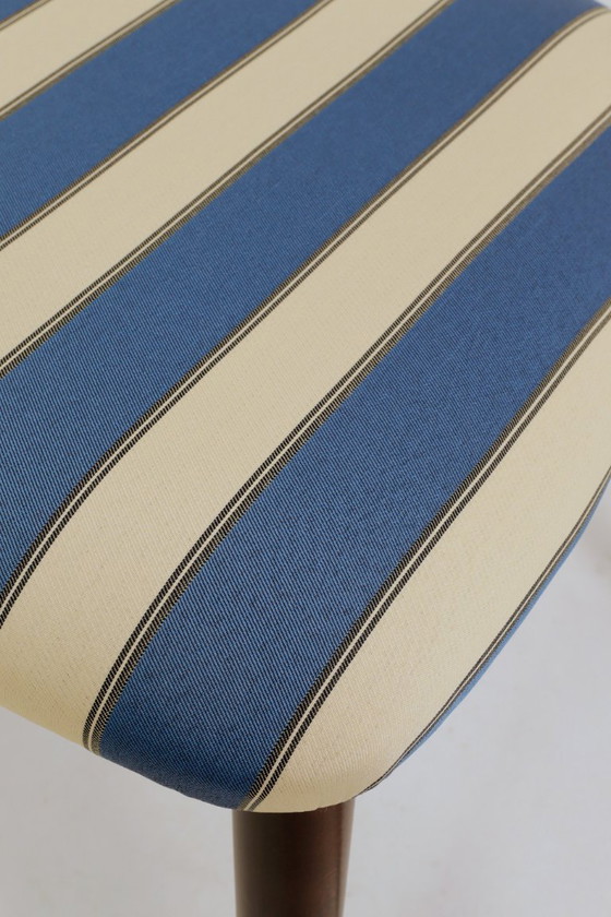 Image 1 of Modernes 4er-Set Esszimmerstühle, gestreifter Stoff, französischer Stil