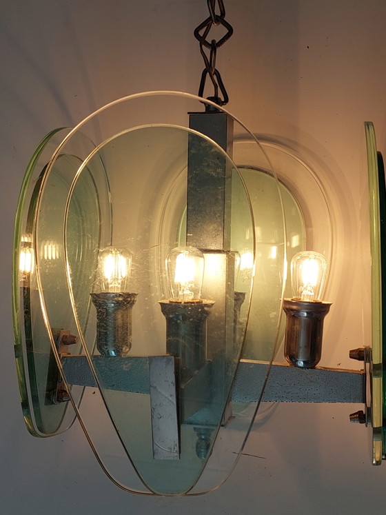 Image 1 of Fonta Arte 1970s Turquoise Glass Pendant Lamp