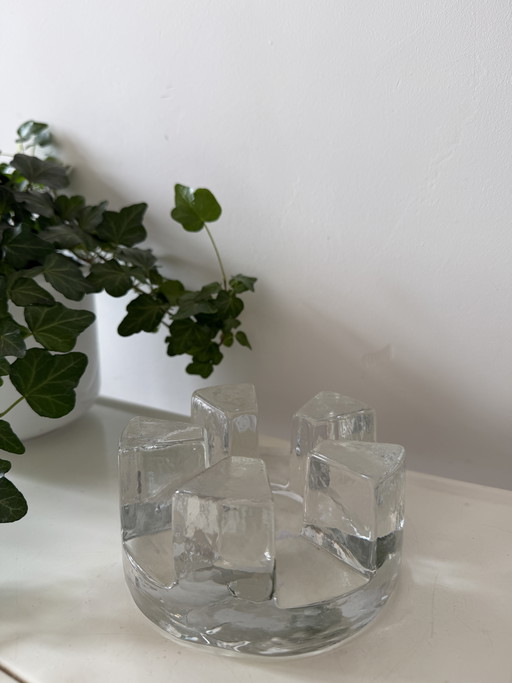 Brutalist tealight holder thick glass