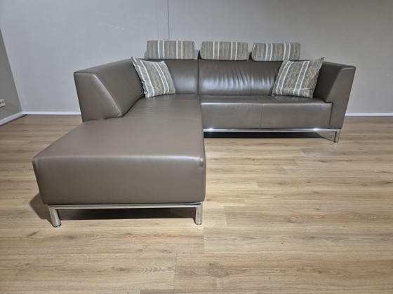 Image 1 of Canapé d'angle Montel - Marron - Cuir - Appuie-têtes - Design