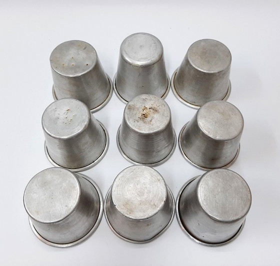 Image 1 of 9 x vintage aluminum caramel custard cups