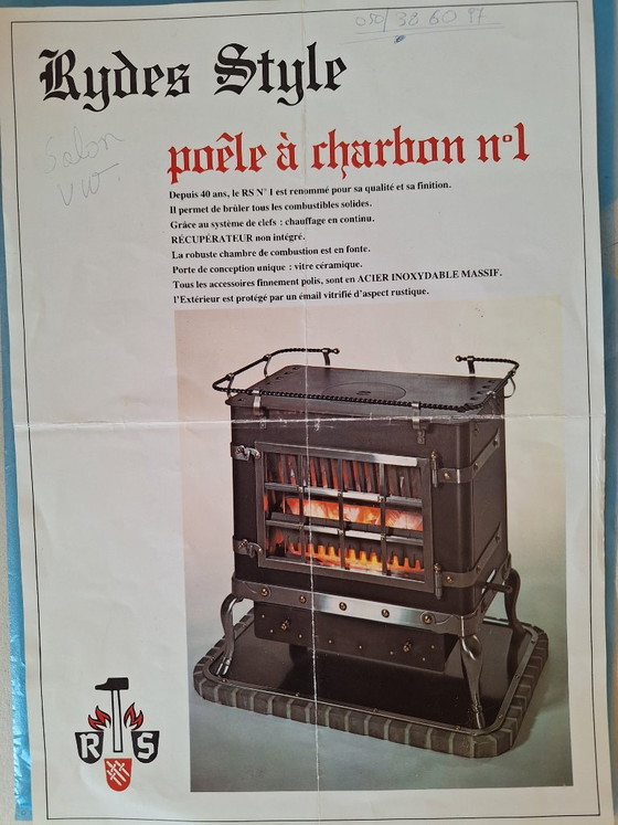 Kohleofen mit Sockel und Kohleeimer – rydes style, Dekorative Objekte, Cast Iron, Glass (photo 4 of 5)