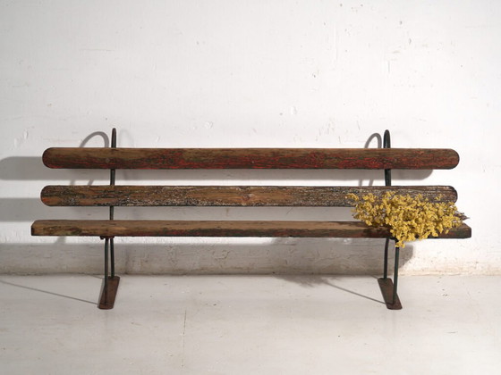 Panca antica in ferro e legno di pino – Europa Centrale, circa 1920 – Panche, Iron, Rustic (photo 40 of 40)
