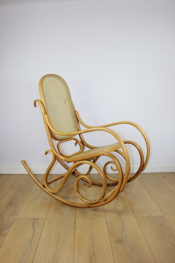 Image 1 of Rocking chair on runners, light beech wood, 1970s - very good condition