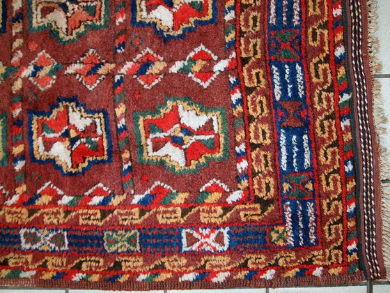 Image 1 of Handgemaakt antiek Perzisch-Koerdisch tapijt 3,9' x 7,5' (119 cm x 230 cm) jaren 1920 - 1C499