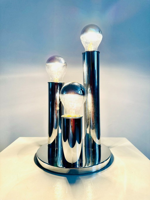 Lampe de table tubulaire chromée modèle V3300/03 par Hustadt Leuchten, Allemagne, années 1970 – tafellampen, polished steel