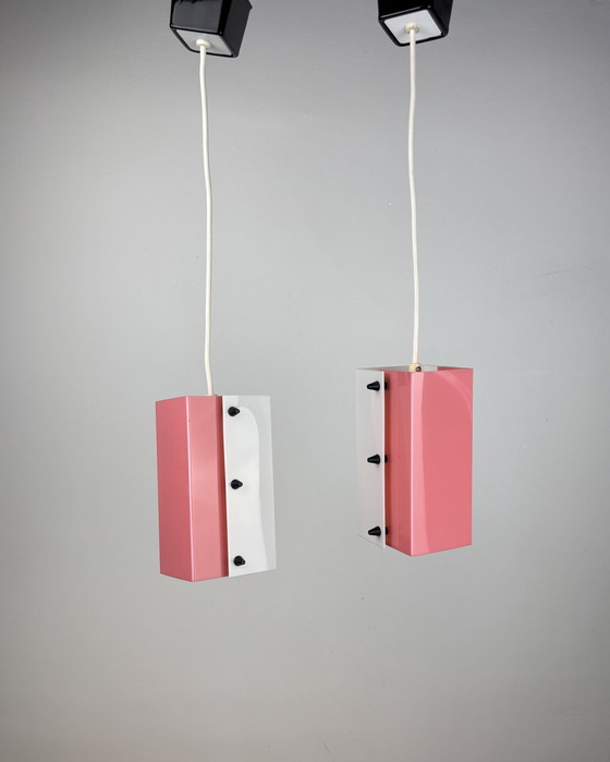 Image 1 of Space Age Pendant lamp, Acrylic, 1960s, Mid Century, Vintage Lamp, Pink-White, Germany, 50s, Pop Art, Minimalism, Industrial
