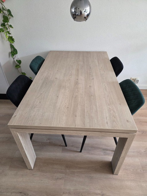 Table à manger avec 4 chaises – eetkamerset, Textile, Velvet