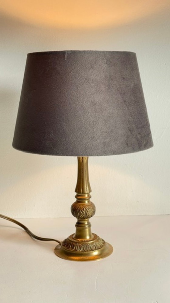 Lampada da Tavolo VINTAGE in Ottone Massiccio e Velluto – Lampade da tavolo (photo 9 of 16)