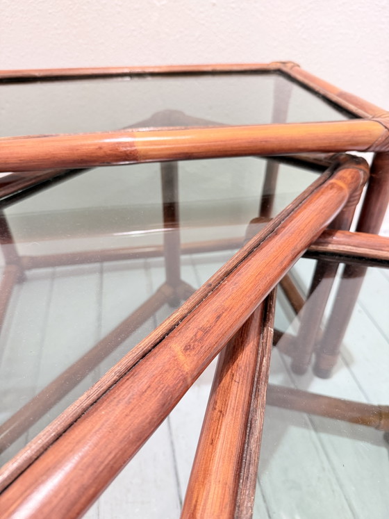 Vintage 70s Nesting Tables — Bamboo – Side tables (photo 5 of 9)