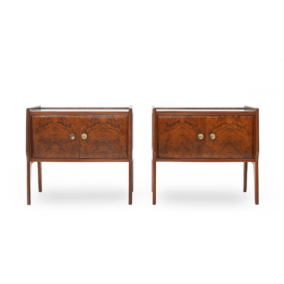 Image 1 of Par de mesitas de noche de brezo, años 50