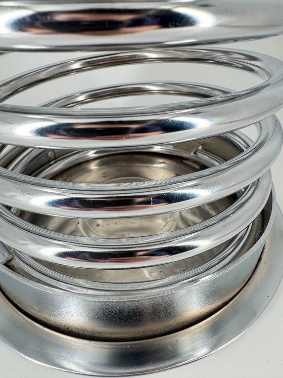 Porte-parapluies spirale vintage en chrome, Postmoderne / Space Age, Objets déco, Métal, Argenté (photo 11 sur 12)
