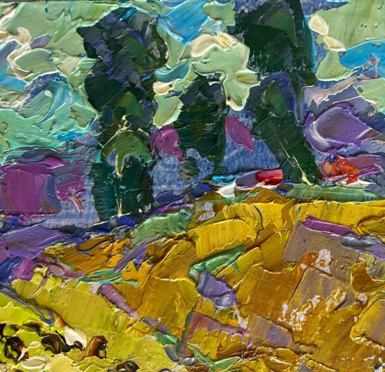 Image 1 of Original Oil Painting Summer Nature Landscape Walking through the valley