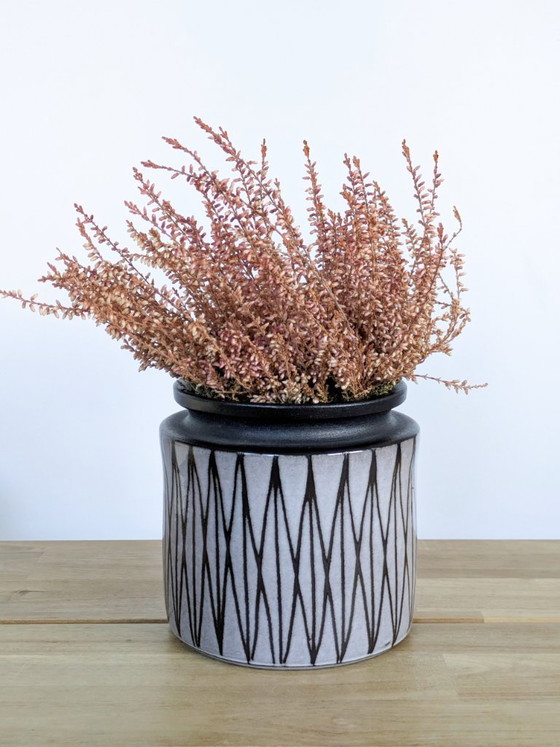 Image 1 of Pot de fleurs en céramique d'atelier ouest-allemand — Sgraffito géométrique, Cologne