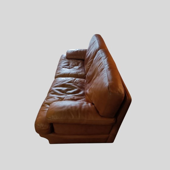 Image 1 of Canapé Formaflex vintage en cuir italien - 3 et 2 places, Cognac