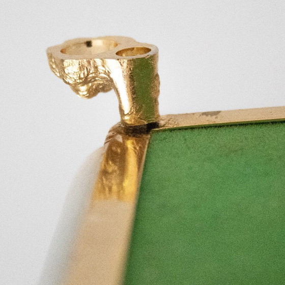 Image 1 of Boîte à bijoux vintage en onyx des années 1960 avec pattes de lion en laiton