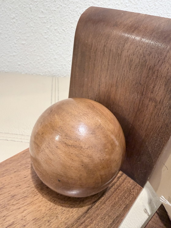 Vintage houten boekensteunen met houten bollen – set van 2 – Decoratieve objecten, Wood (photo 5 of 10)