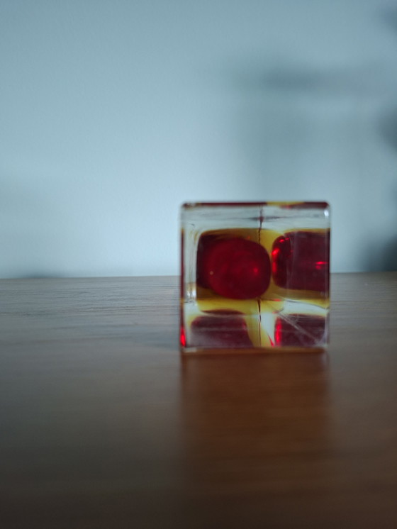 Image 1 of Murano Sommerso Red Yellow Iconic Vase, Italian Design