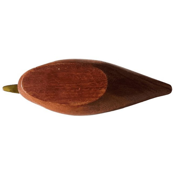 Image 1 of Vintage mid-century brass wooden duck figurine Hollywood Regency 1970s