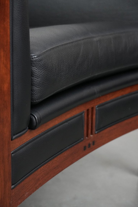 Image 1 of Schuitema Art Deco design fauteuil met zwart leer uit de Decoforma serie