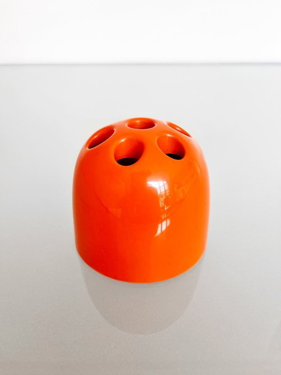 Image 1 of Vintage Artemide Dedalino orange design pen holder