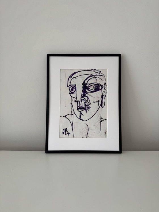 Original Patrick Boudon Drawing – Expressionist Portrait – Paintings & Drawings, Paper (photo 6 of 6)
