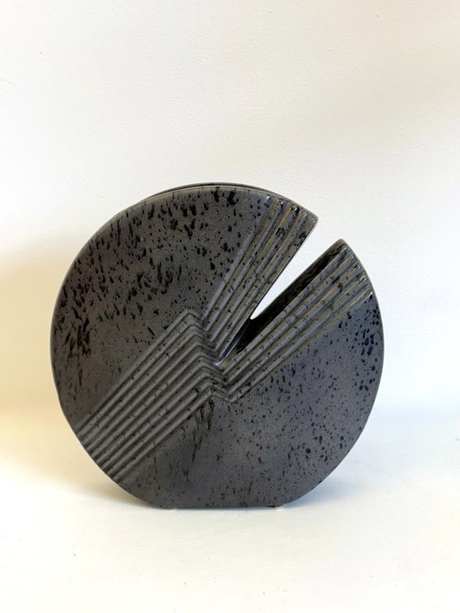 Dark gray ceramic vase by Nereo Boaretto