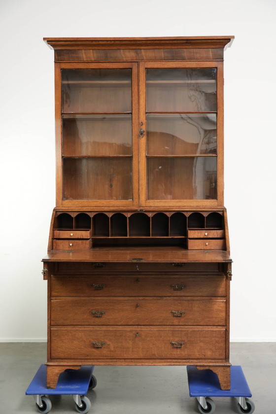 Muy Bonita Librería/Secretario Antiguo Inglés de Roble del Siglo XVIII con Alzado y Cristal Original – Wood (photo 3 of 16)