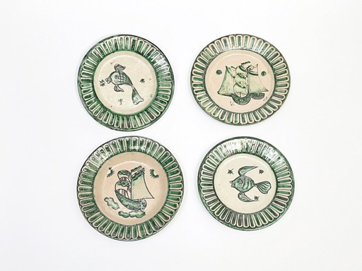 4 Piatti Vietri decorati della Fabbrica Ceramica Avallone, anni '30