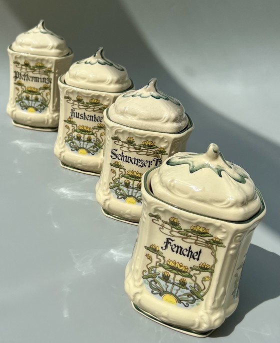 Image 1 of Heer - Tea container/box (4) - ceramic - hand-painted Germany - - 1960-1970