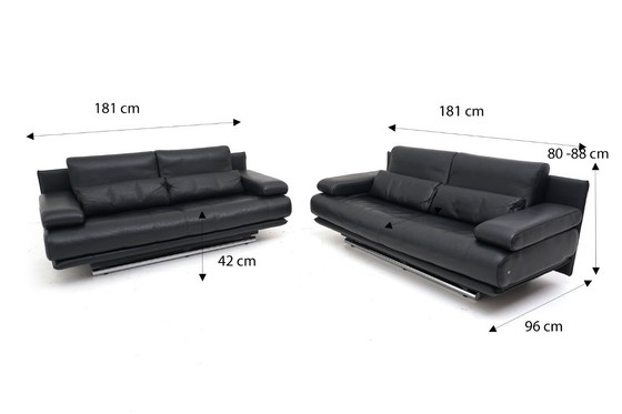 Image 1 of Rolf Benz 6500 Set Bankstel 2x Tweezitsbank Leer Zwart