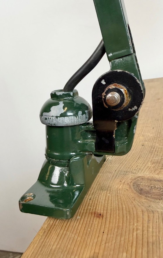 Image 1 of Industrial Green Enamel Adjustable Table Lamp, 1960s