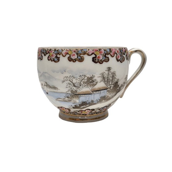 Image 1 of Alte japanische Porzellan-Teekanne und -Tasse, frühes 20. Jahrhundert