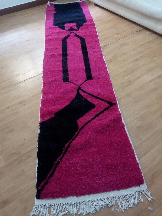 Marokkaans loper vloerkleed - artistiek design - Beni Ouarain stijl - volledig wol - 368 x 85 cm (photo 7 of 8)