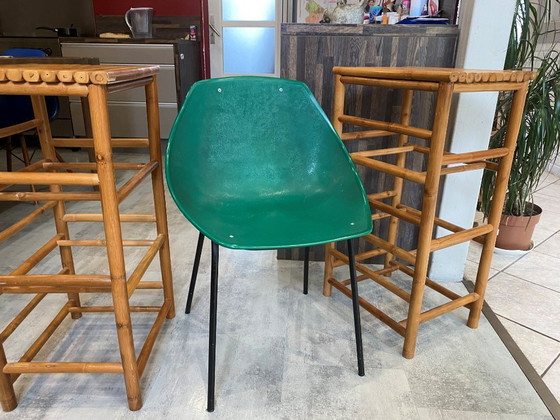 Image 1 of Coppia di sgabelli alti da bar in bambù vintage