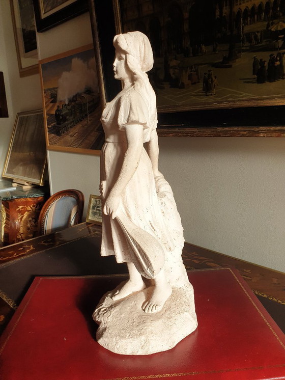 Image 1 of Terracotta sculpture of a mandolin player after 'Mignon' by Joseph Le Guluche, height 57.5 cm