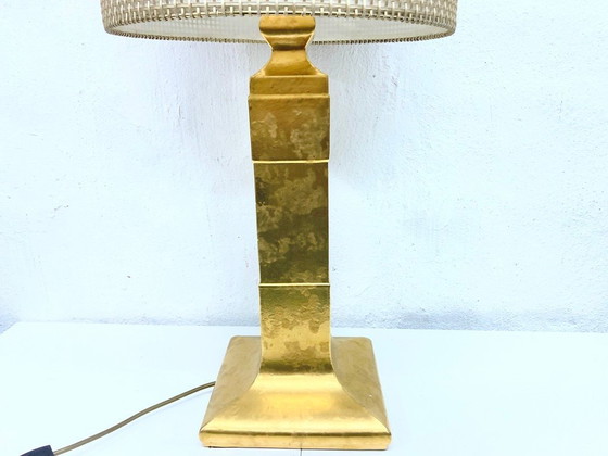 Image 1 of Floor lamp or table lamp with gilded ceramic base Hollywood Regency 60s 70s