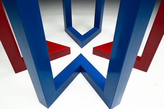 Image 1 of Postmodern Dining Table with Hand-Blown Glass Top, Italy, 1980s