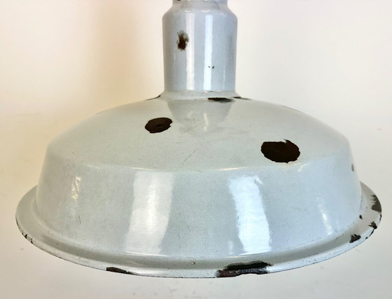 Image 1 of Large Industrial Midcentury Grey Enamel Factory Lamp, 1950s