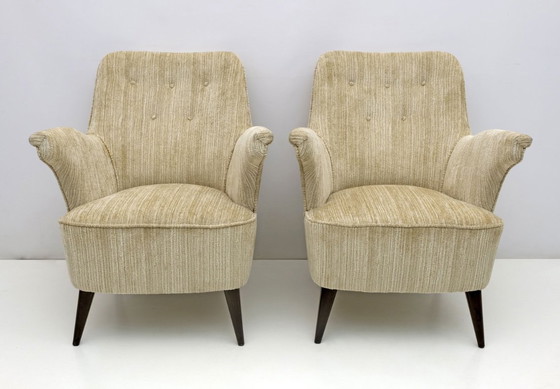 Image 1 of Poltrona Nino Zoncada in velluto ciniglia, stile Mid-century Modern, prodotta da Cassina, anni '50.