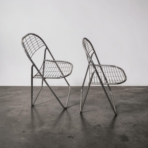 1 des 2 chaises pliantes à cordes chromées vintage design Niels Gammelgaard Ikea