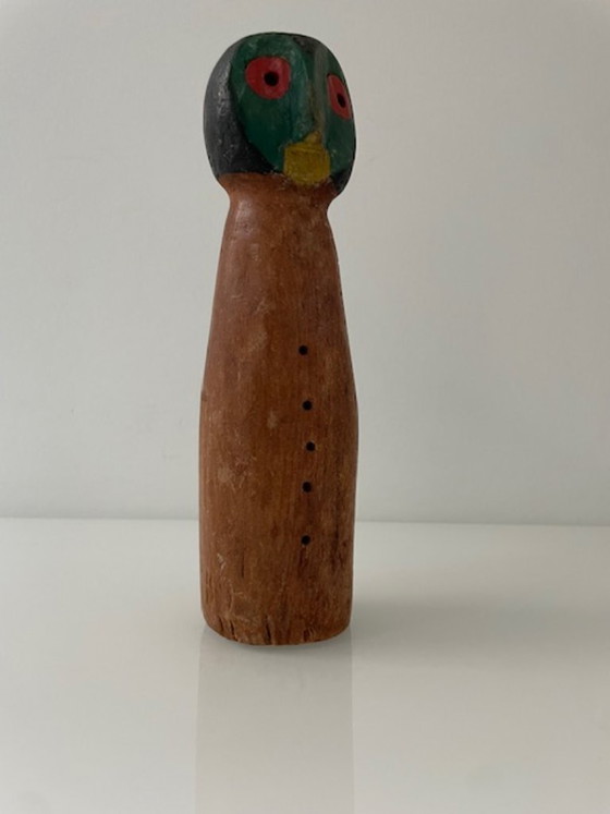 Image 1 of Figurine vintage en bois sculpté, de style primitif et expressif