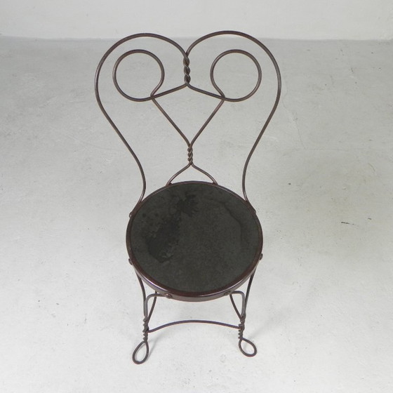 Image 1 of Elegant steel American ice cream parlor chair, 1940s