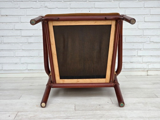 Image 1 of Ensemble de fauteuils de café danois des années 1970, en rotin et tissu nubuck.