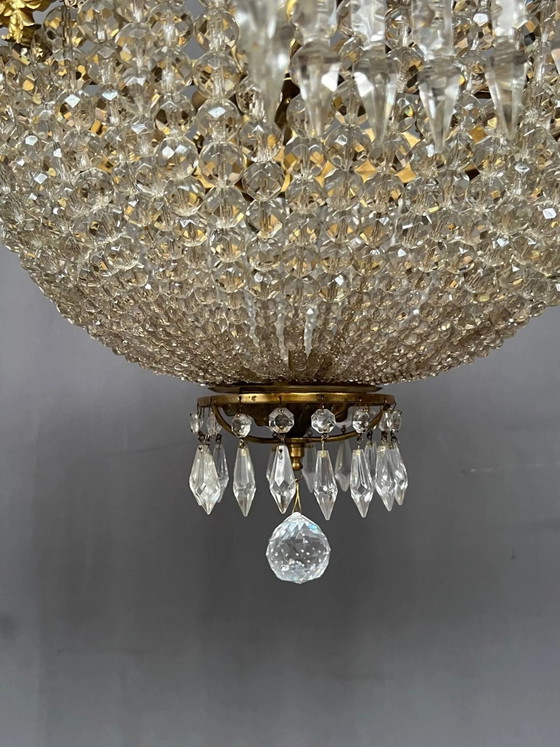 Gran lámpara de araña de cristal de 155 cm de altura, de estilo rococó, con 8 brazos de luz. (photo 6 of 12)