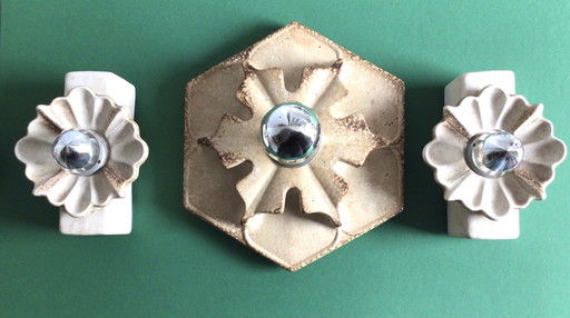 Ensemble d'appliques en céramique Pan Leuchten, Allemagne 1970