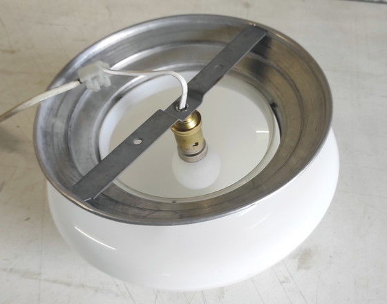 Image 1 of Bauhaus style ceiling or wall light with XL opaline globe shade - mid-20th century